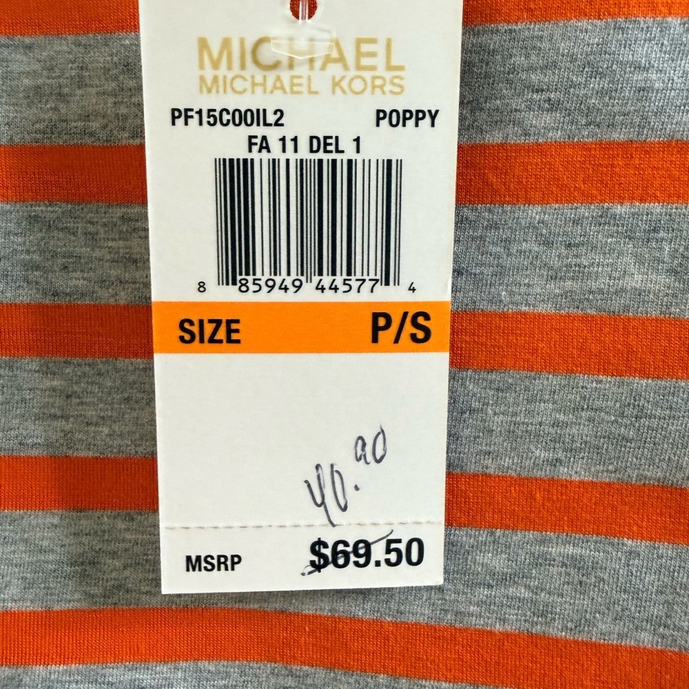 Michael Kors Gray and Orange Striped Top Size PS - Picture 8 of 8
